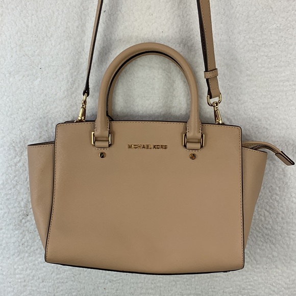 Michael Kors Selma Handbag Women’s Medium Dark Khaki Saffiano Leather Tote - Picture 2 of 16